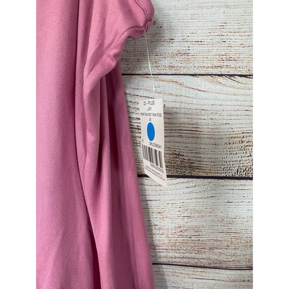 M. Fasis Mauve Pink Sleeveless Stretchy Knit Tank Top Ruched V-neck 2X NWT - Picture 3 of 6